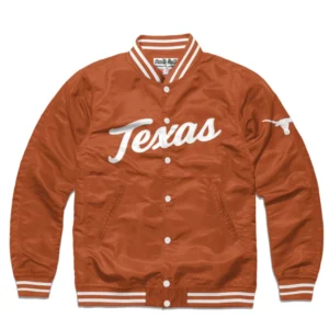 Texas Longhorns Script Ribbed Knitted Varsity Jacket Brown