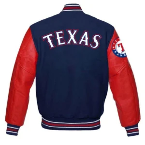 Texas Rangers Letterman Wool & Leather Varsity Jacket – BlueRed 1