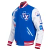 Texas Rangers Mashup BlueWhite Wool & Leather Varsity Jacket 2