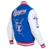 Texas Rangers Mashup BlueWhite Wool & Leather Varsity Jacket 3