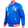 Texas Rangers Mashup Full-Snap Blue Satin Varsity Jacket 2