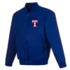 Texas Rangers One Color Rib Full-Snap Satin Varsity Jacket