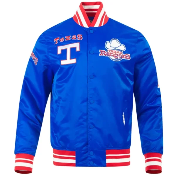 Texas Rangers Retro Classic Full-Snap Blue Varsity Satin Jacket