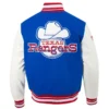 Texas Rangers Retro White and Blue Varsity Wool Jacket