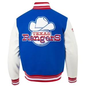 Texas Rangers Retro White and Blue Varsity Wool Jacket