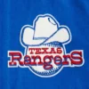 Texas Rangers Retro White and Blue Varsity Wool Jacket with Genuine Leather Sleeves
