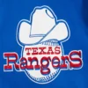 Texas Rangers Retro White and Blue Varsity Wool Jacket with Real Leather Sleeves