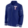Texas Rangers Royal Authentic Full-Zip Bomber Varsity Jacket