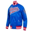 Texas Rangers Script Tail Full-Snap Blue Satin Varsity Jacket 2