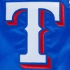 Texas Rangers Script Tail Full-Snap Blue Satin Varsity Jacket 6