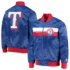 Texas Rangers The Ambassador Satin Varsity Blue Jacket 3