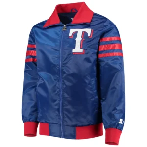 Texas Rangers The Captain II Full-Zip Satin Varsity Royal Jacket