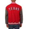 Texas Rangers Two Tone Baseball Team Players RedGray Wool Varsity Jacket 1 - Copy