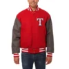 Texas Rangers Two Tone Baseball Team Players RedGray Wool Varsity Jacket - Copy