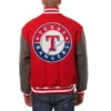Texas Rangers Two Tone RedGray Wool Varsity Jacket 1