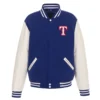 Texas Rangers Two Tone Wool & Leather Varsity Jacket