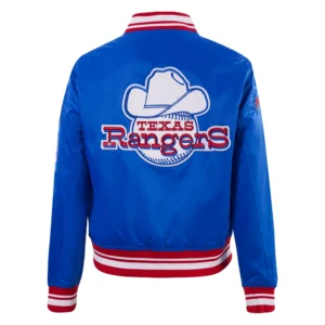 Texas Rangers Women’s Retro Classic Rib Satin Varsity Jacket 1