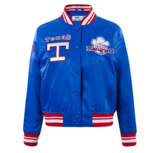 Texas Rangers Women’s Retro Classic Rib Satin Varsity Jacket