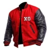 The Weeknd Xo Jackets Casual Baseball Red and Black Varsity Jacket