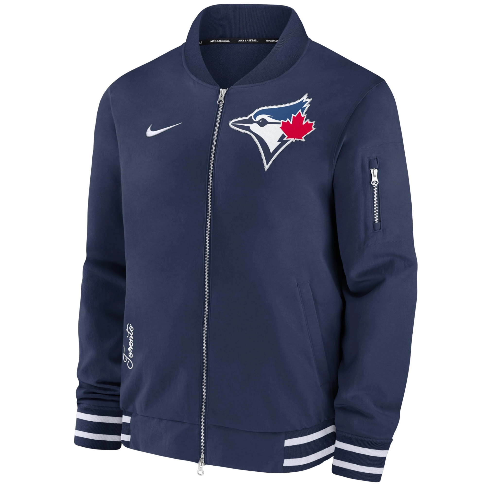 Toronto Blue Jays Authentic Collection Full-Zip Varsity Navy Jacket 1 - Copy