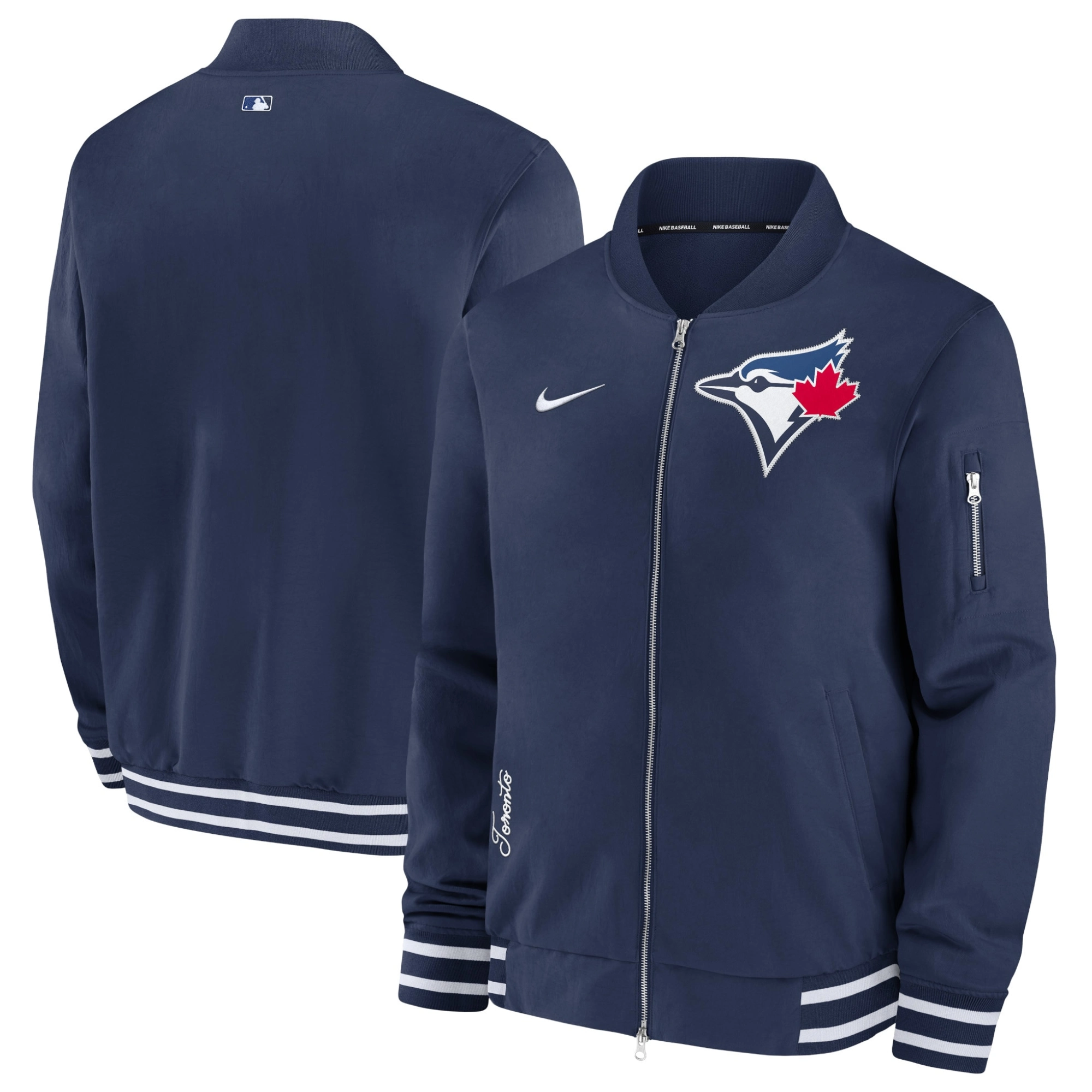 Toronto Blue Jays Authentic Collection Full-Zip Varsity Navy Jacket 3 - Copy