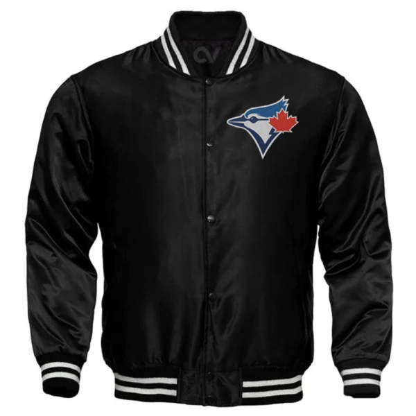Toronto Blue Jays Authentic Full-Snap Satin Varsity Black Jacket