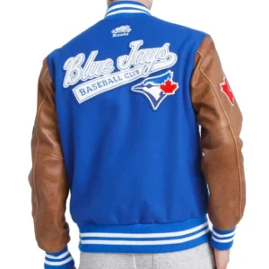 Toronto Blue Jays Letterman Wool & Leather Varsity Jacket Blue and Brown 1