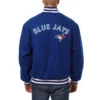 Toronto Blue Jays One Color Handcrafted Logo Blue Wool Varsity Jacket 1