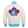 Toronto Blue Jays Retro Classic Full-Snap Cream Satin Varsity Jacket 1