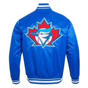 Toronto Blue Jays Retro Classic Full-Snap Satin Varsity Blue Jacket 3