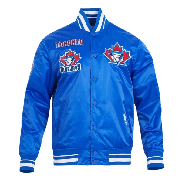 Toronto Blue Jays Retro Classic Full-Snap Satin Varsity Blue Jacket