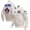 Toronto Blue Jays Retro Classic Full-Snap Satin Varsity Cream Jacket 5