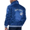 Toronto Blue Jays Silver Tab Satin Trucker Varsity Blue Jacket 1