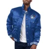 Toronto Blue Jays Silver Tab Satin Trucker Varsity Blue Jacket
