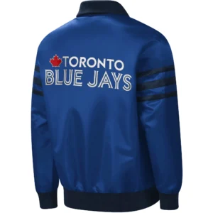 Toronto Blue Jays The Captain II Ribbed Full-Zip Satin Varsity Jacket 1
