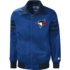 Toronto Blue Jays The Captain II Ribbed Full-Zip Satin Varsity Jacket
