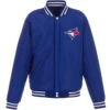 Toronto Blue Jays Two Tone BlueWhite Wool & Leather Varsity Jacket
