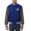Toronto Blue Jays Two Tone RoyalGray Wool Varsity Jacket