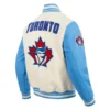 Toronto Blue jays Retro Classic WhiteBlue Wool & Leather Varsity Jacket 3