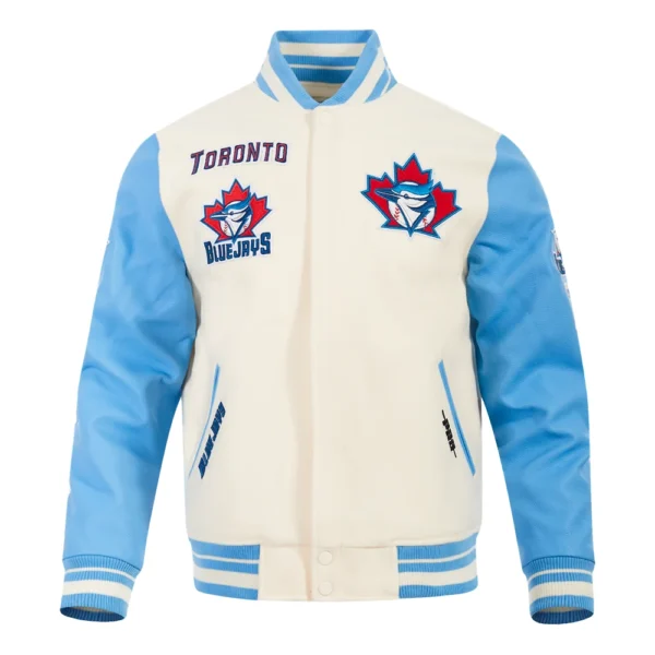 Toronto Blue jays Retro Classic WhiteBlue Wool & Leather Varsity Jacket
