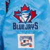 Toronto Blue jays Retro Classic Women’s Full-Snap Blue Satin Varsity Jacket 7
