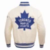 Toronto Maple Leafs Cream Satin Varsity Jacket 1