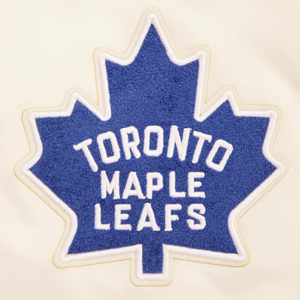 Toronto Maple Leafs Cream Satin Varsity Jacket 4
