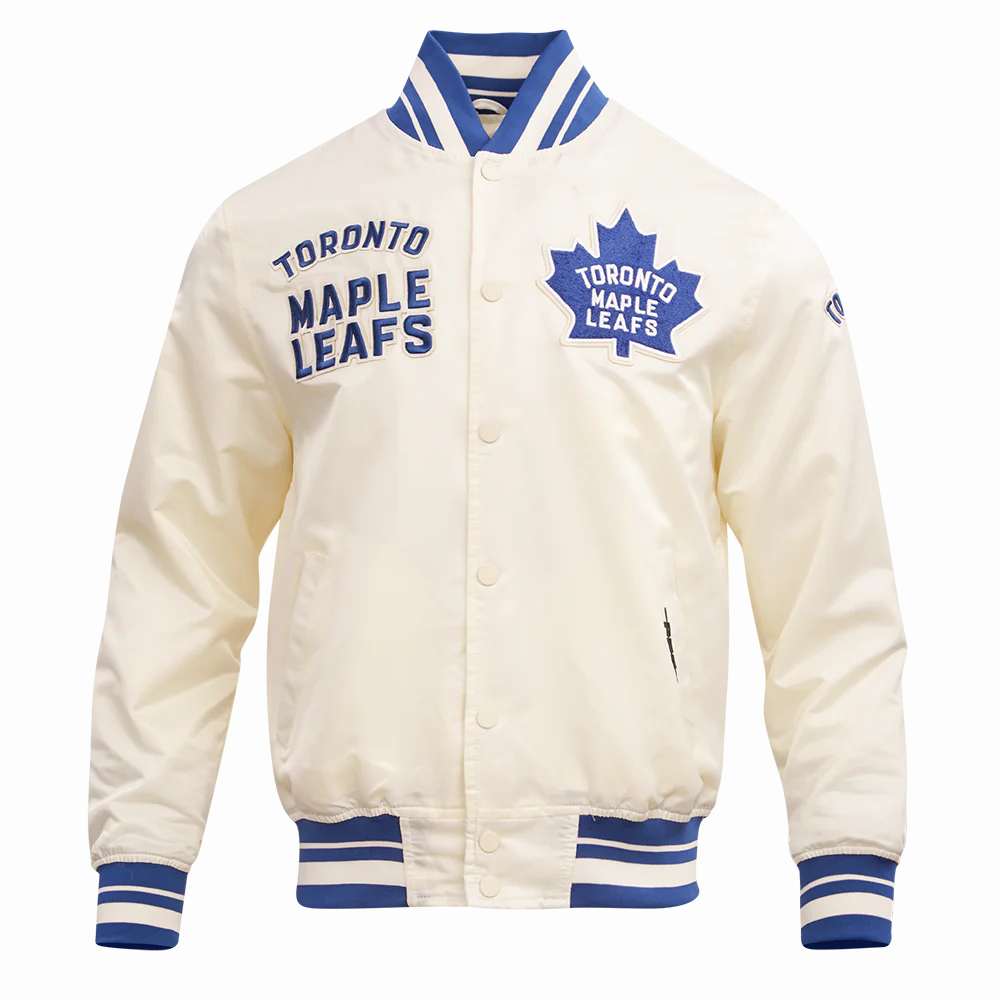 Toronto Maple Leafs Cream Satin Varsity Jacket