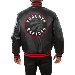 Toronto Raptors Black Leather Varsity Jacket 1