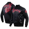Toronto Raptors Black Roses Satin Varsity Jacket 4
