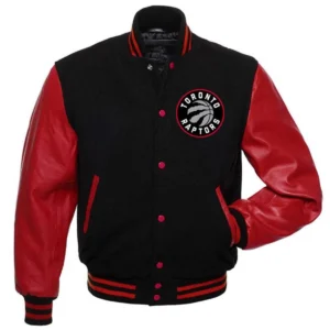 Toronto Raptors Letterman Black and Red Wool Varsity Jacket