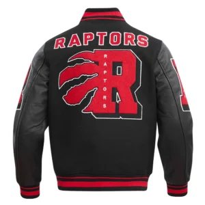 Toronto Raptors Mashup Black Wool Varsity Jacket 3