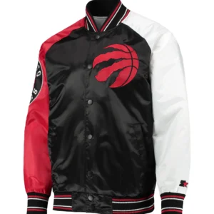 Toronto Raptors Reliever Raglan Black Varsity Jacket