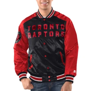 Toronto Raptors Renegade Black Satin Varsity Jacket